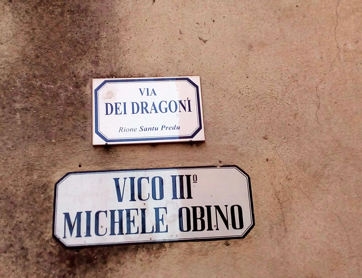 Via che ricorda l'assalto dei dragoni viceregi intitolata a MIchele Obino - Santu Lussurgiu